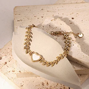 14k Gold Plated Shell Heart Shaped Girls Bracelet