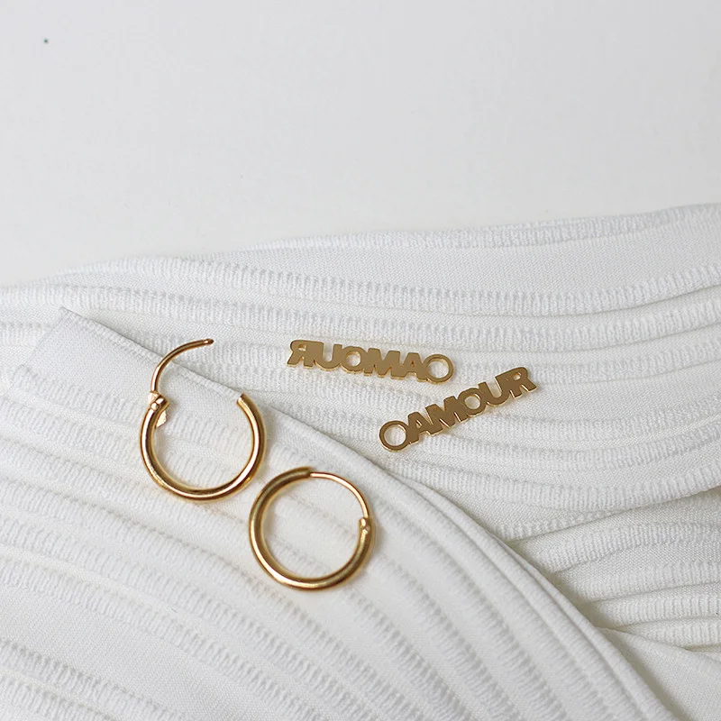 Paris French Lettering Pierced Hoop Earrings