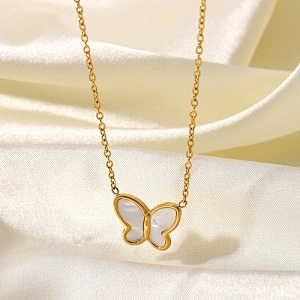 Fashion Butterfly Pendant Necklace Titanium Steel Jewelry