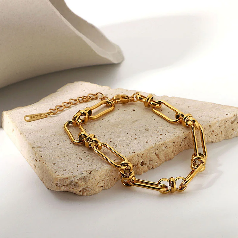 Fashion Simple Chain Bracelet Stainless Steel Hollow Bracelet