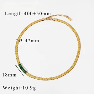 Stainless Steel Multicolor Rectangular Zircon Women Necklace
