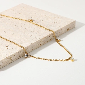 Simple Zircon Choker Necklace Steel Necklace wholesale