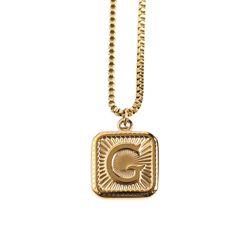 Gold Stainless Steel 26 Letter Charm Necklace Series