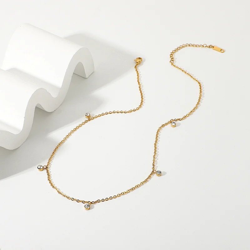 Simple Zircon Choker Necklace Steel Necklace wholesale