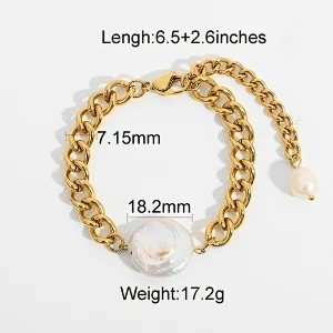 Retro Baroque Freshwater Pearl Bracelet Cuban Chain Bracelet