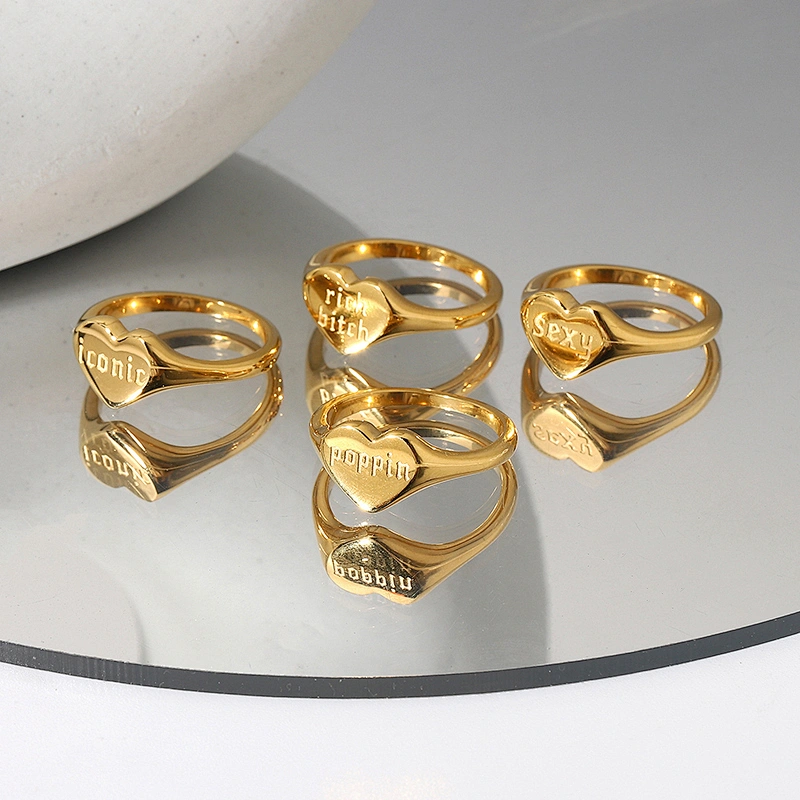 Couple Ring 18K Gold Plated Ring Letter Engraved Ring Set