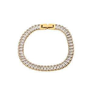 Fashion Stainless Steel Bracelet Cubic Zirconia Womens Jewelry