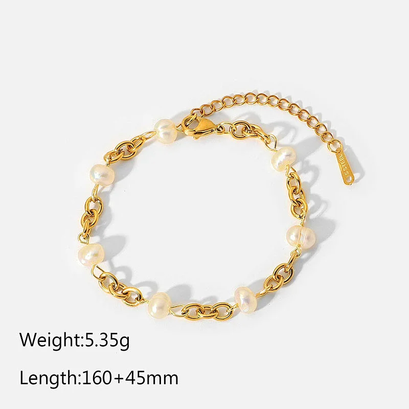 Vintage Stainless Steel Freshwater Pearl Bracelet Customize