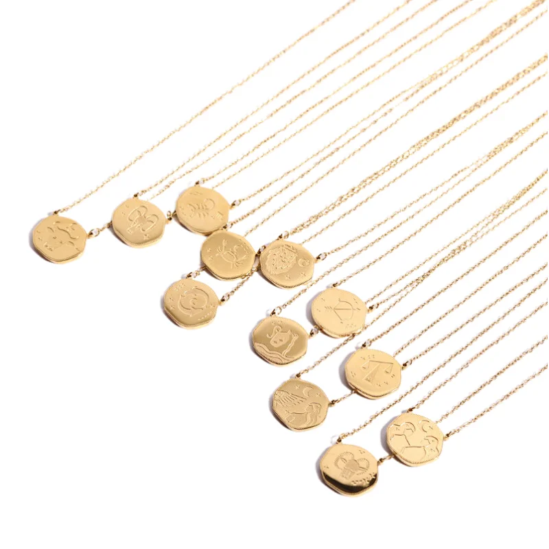Trend Stainless Steel Zodiac Sign Charm Series Necklace