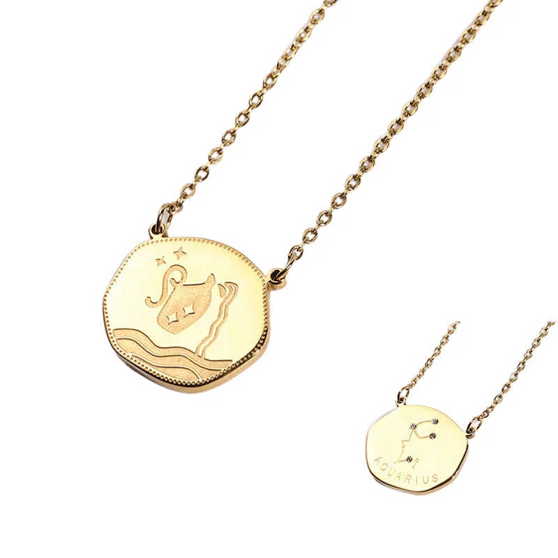 Trend Stainless Steel Zodiac Sign Charm Series Necklace