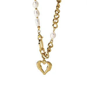 Trend Freshwater Pearls Necklace Heart Pendant Necklace