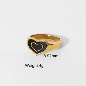 Fashion Cute Steel Metal Heart Ring Titanium Steel Ring