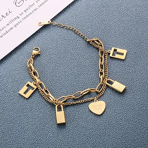 Stainless Steel Multi-Accessory Double Layer Bracelet