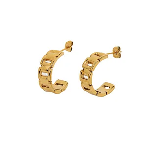 Fashion Hollow Stainless Steel Stud Earrings Curved Earrings