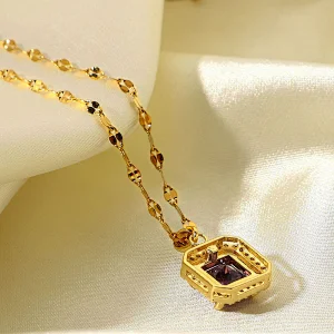 Fashion Necklace Purple Steel Zircon Pendant Necklace Women