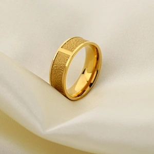 Titanium steel plating 18K Ring Embossed Design Ring