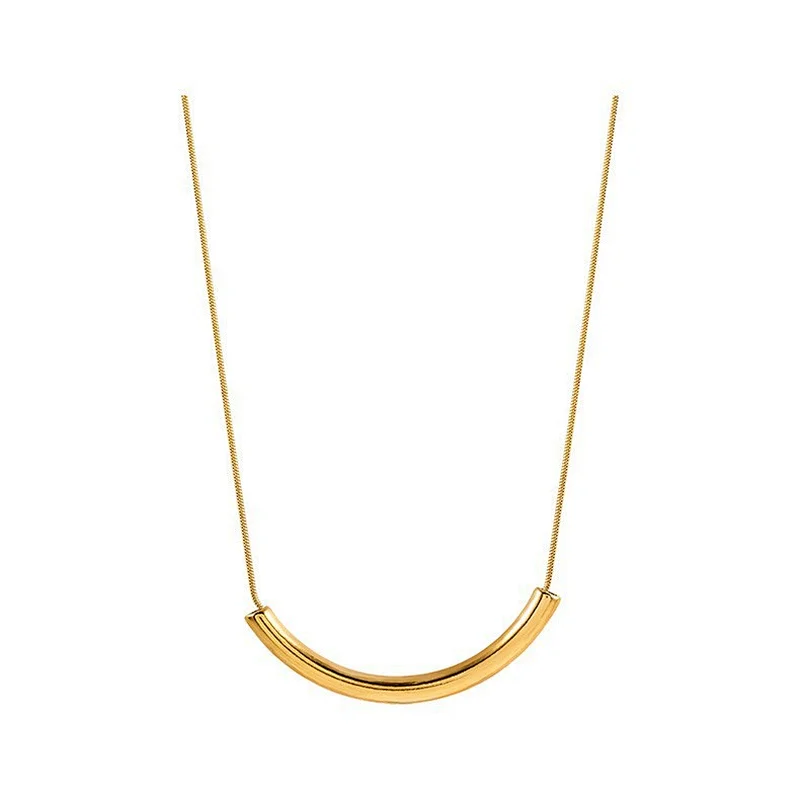 Stainless Steel Simple Small Bend Smile Necklace Wholesale