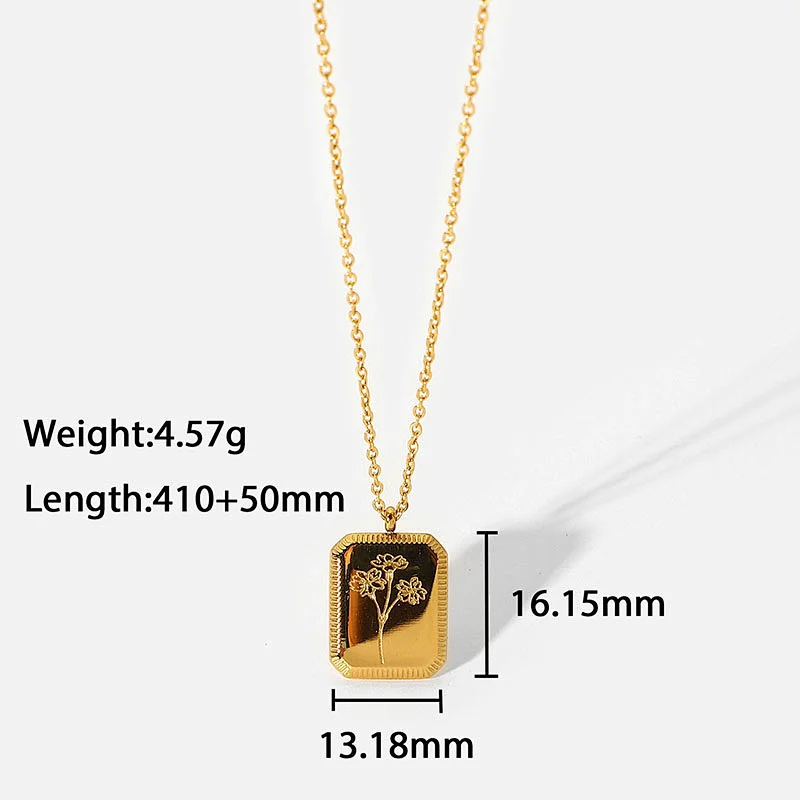 New 18k Gold Plated Engraved Necklace Flower Pendant Necklace