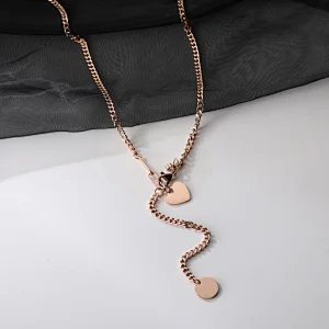Long Tassel Heart And Round Drop Necklace