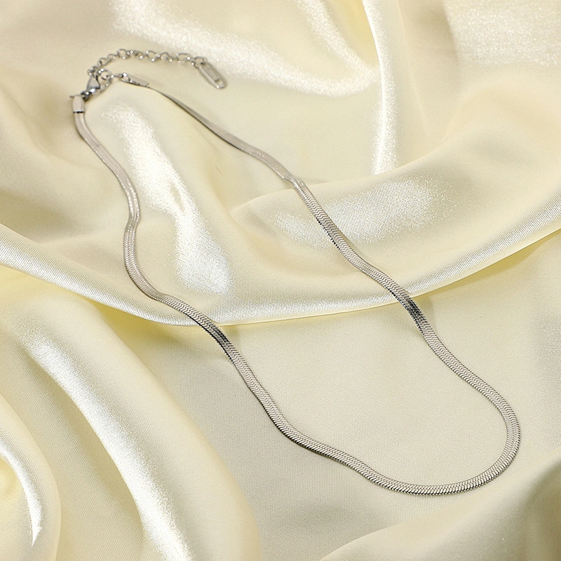 Simple Necklace Silver Single Layer Choker Stainless Steel Necklace