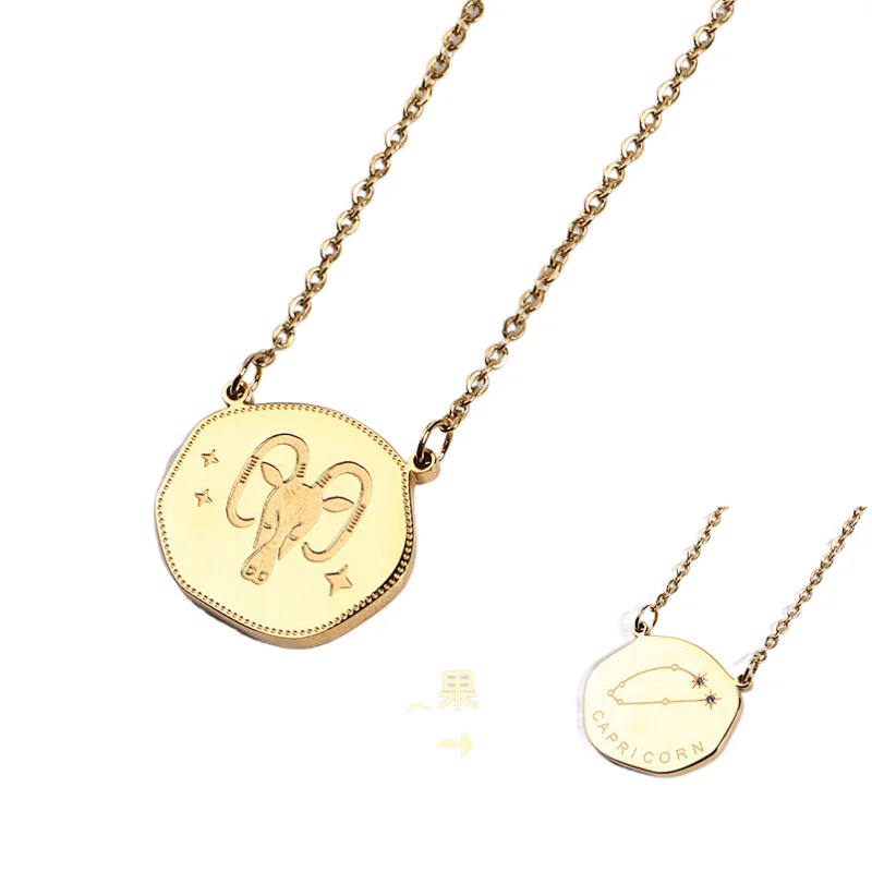 Trend Stainless Steel Zodiac Sign Charm Series Necklace
