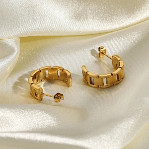 Fashion Hollow Stainless Steel Stud Earrings Curved Earrings
