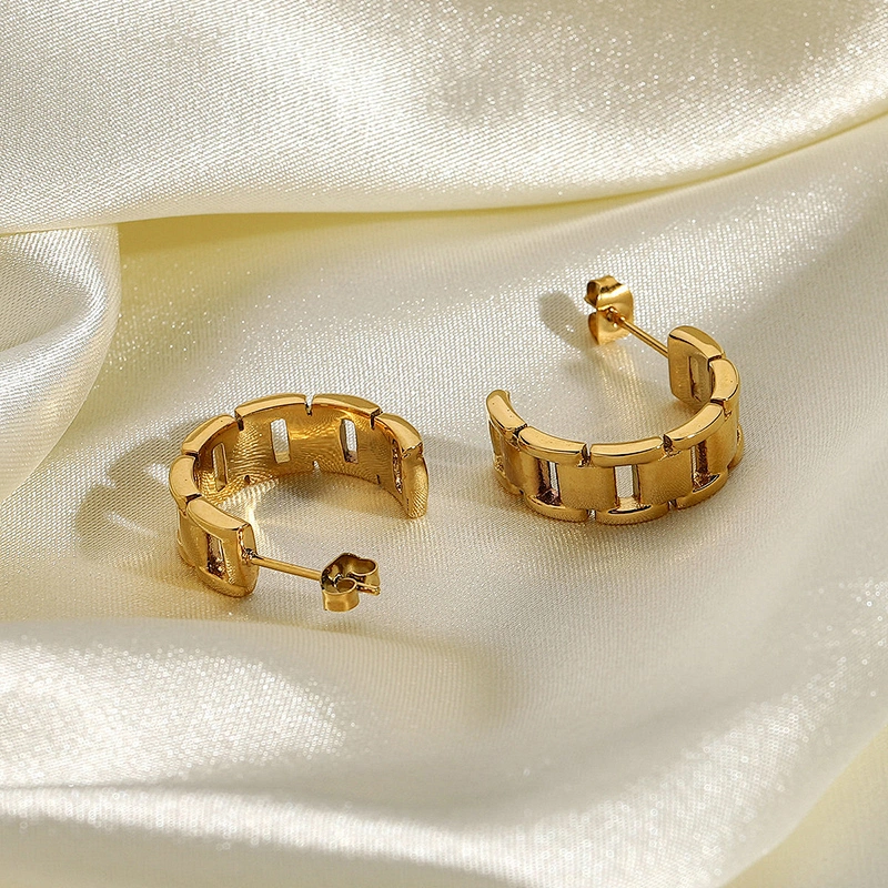Fashion Hollow Stainless Steel Stud Earrings Curved Earrings