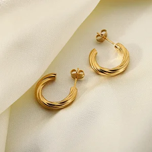 Wholesale C Shape Earrings Stainless Steel Hoop Earrings