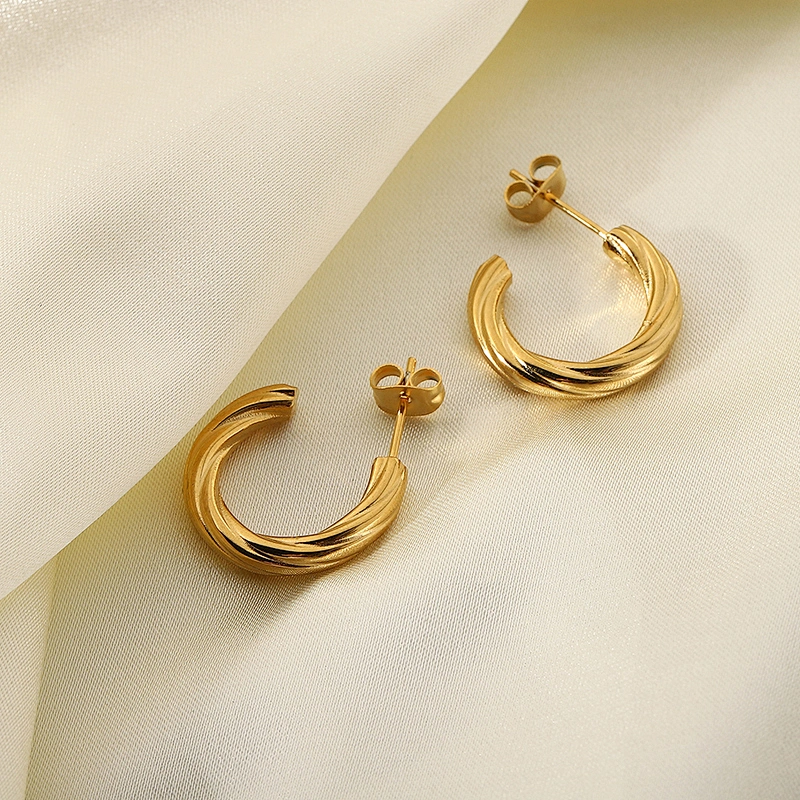 Wholesale C Shape Earrings Stainless Steel Hoop Earrings