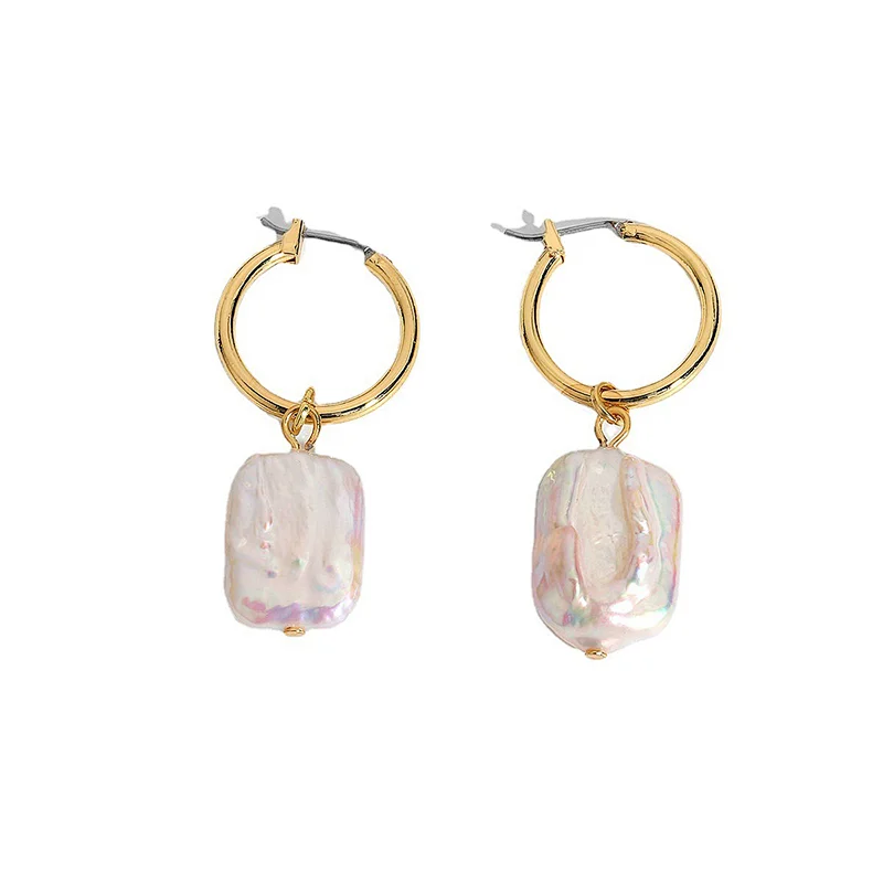 Fashion Baroque Natural Freshwater Pearl Drop Earrings Wedding