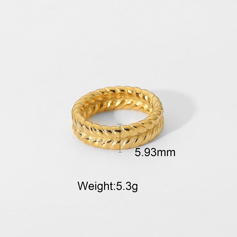 Fashion Simple 18K Gold Plated Stainless Steel Metal Ring