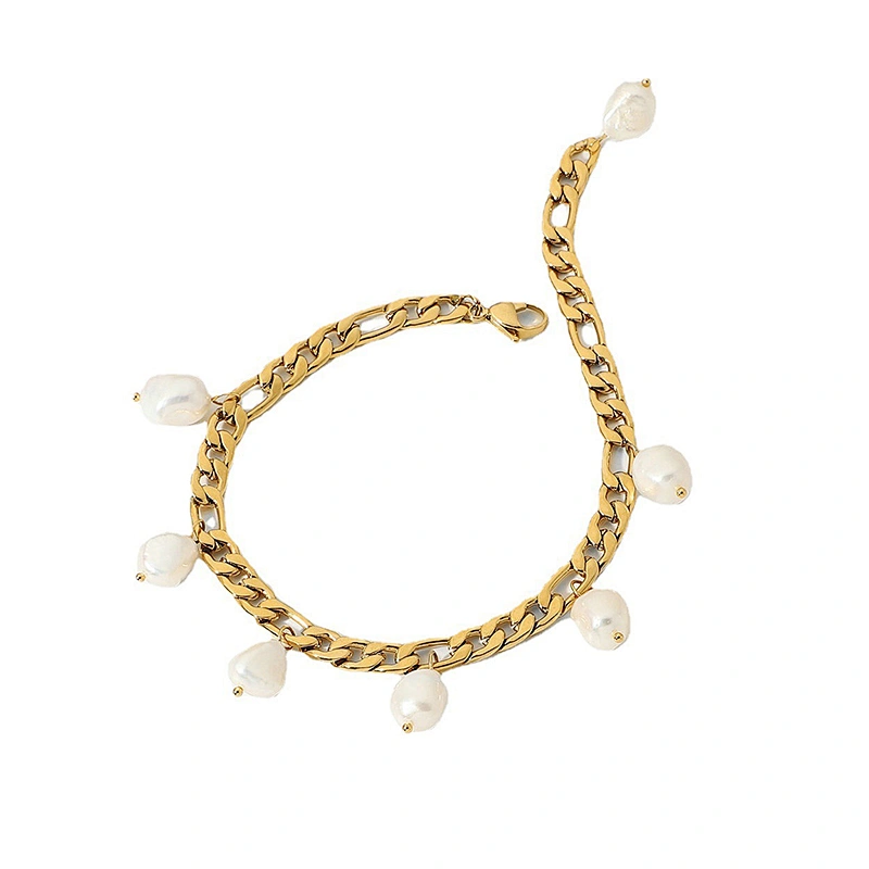 Stainless Steel Anklet Figaro Pearl Pendant Anklet Women
