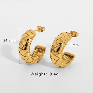 Metal Rhombus Earrings Stainless Steel Vintage Stud Earrings