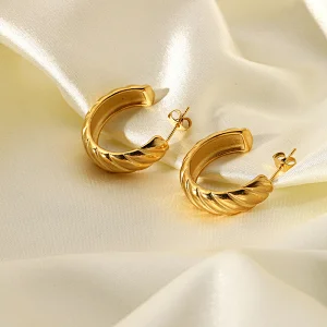 Fashion Steel Stud Earrings Gold Plated Circle Earrings