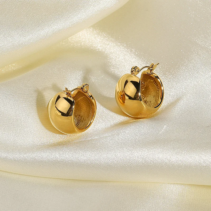 Titanium Steel Stereo Ball 18K Gold Plated Steel Earrings