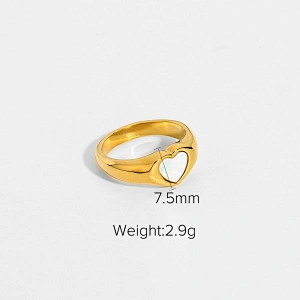 Stainless Steel Heart Ring 18K Gold Plated Heart Ring