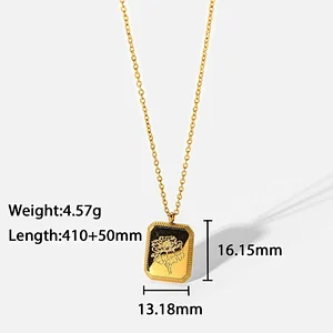 New 18k Gold Plated Engraved Necklace Flower Pendant Necklace