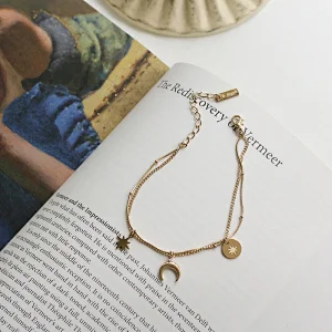 Moon Eight Awn Star Three Layer Crescent Bracelet Necklace Set