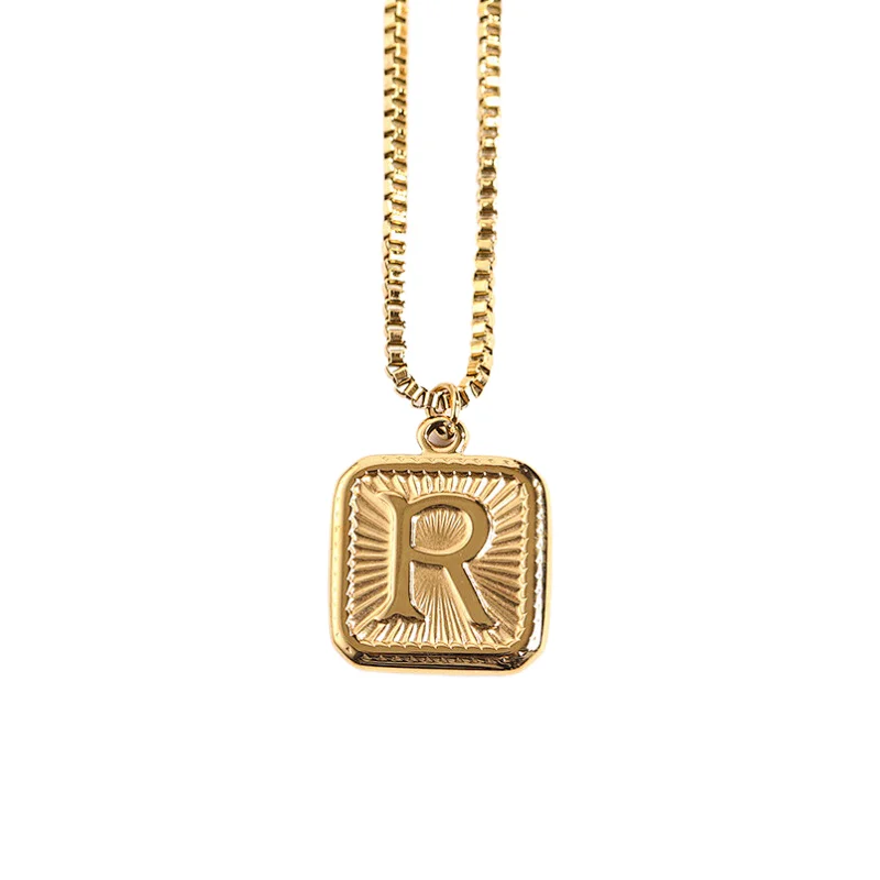 Gold Stainless Steel 26 Letter Charm Necklace Series