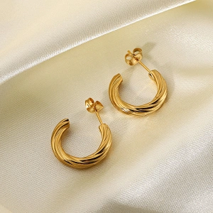 Wholesale C Shape Earrings Stainless Steel Hoop Earrings