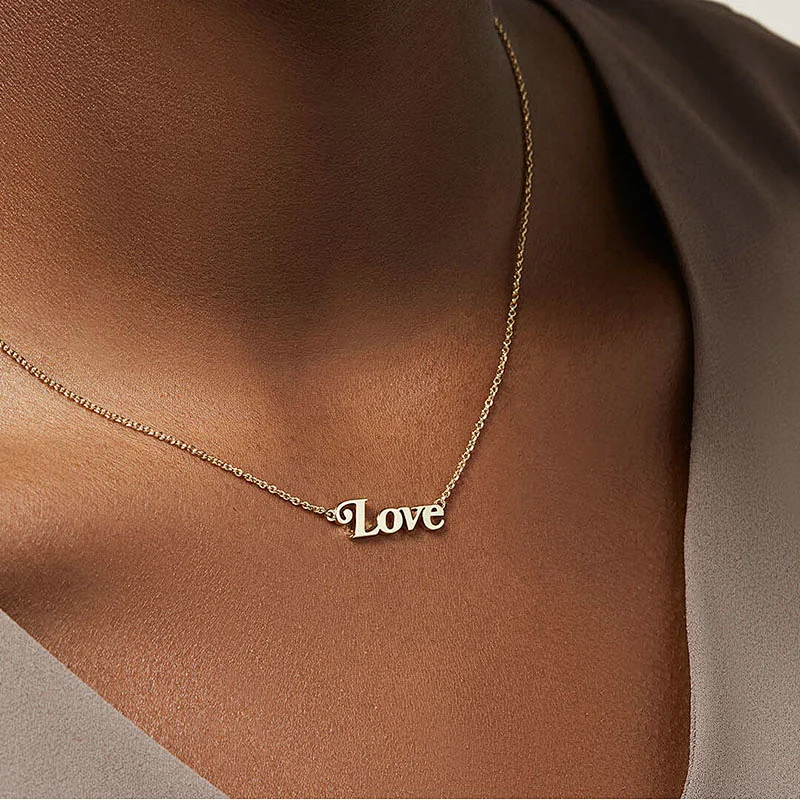 Simple Love Letter Drop Women Choker Necklace Custom
