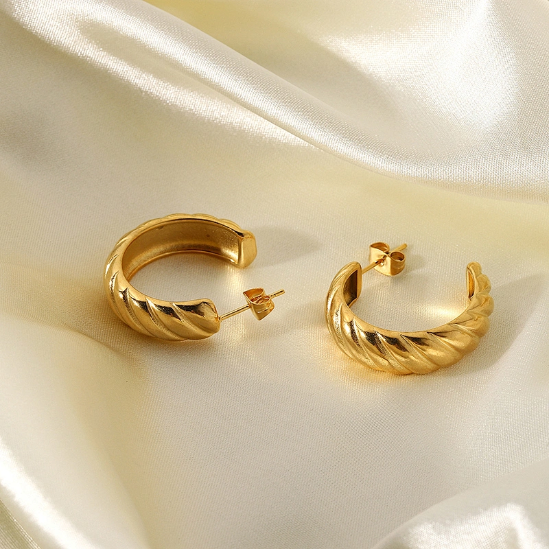 Fashion Steel Stud Earrings Gold Plated Circle Earrings