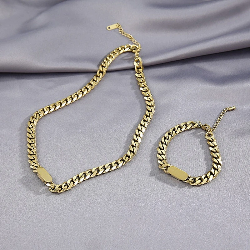Stainless Steel Simple 18K Gold Plated Chain Bracelet