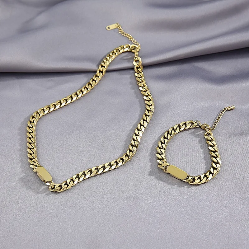 Stainless Steel Simple 18K Gold Plated Chain Bracelet