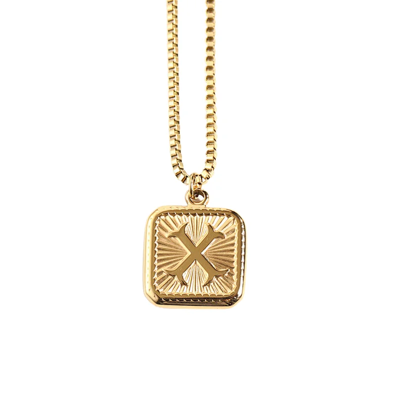 Gold Stainless Steel 26 Letter Charm Necklace Series