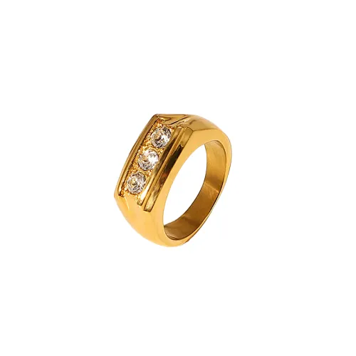 New Zircon Ring Stainless Steel Geometric Zircon Ring Party