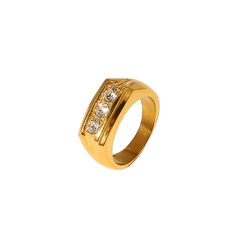 New Zircon Ring Stainless Steel Geometric Zircon Ring Party