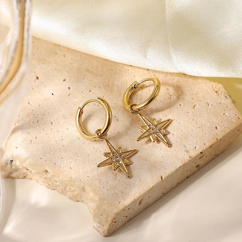 Creative Star Pendant Earrings Zircon Pendant Earrings Women