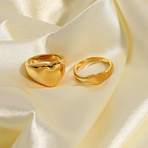 18K Gold Plated Heart Ring Stainless Steel Heart Ring