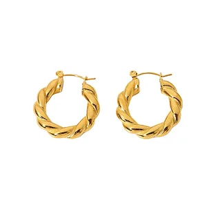 Wholesale Gold Stainless Steel C Shape Metal Hoop Earrings